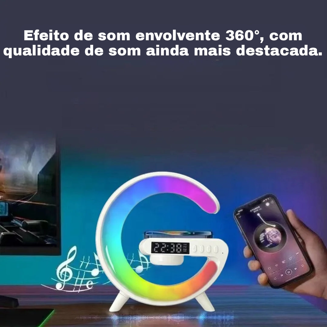 ChargeSound Hub RGB - Estação de Carregamento Rápido com Suporte, Alto-Falante e Luz Noturna